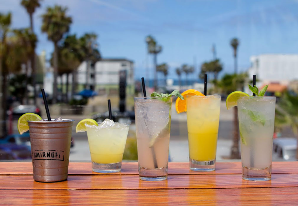 Five cocktails on the table